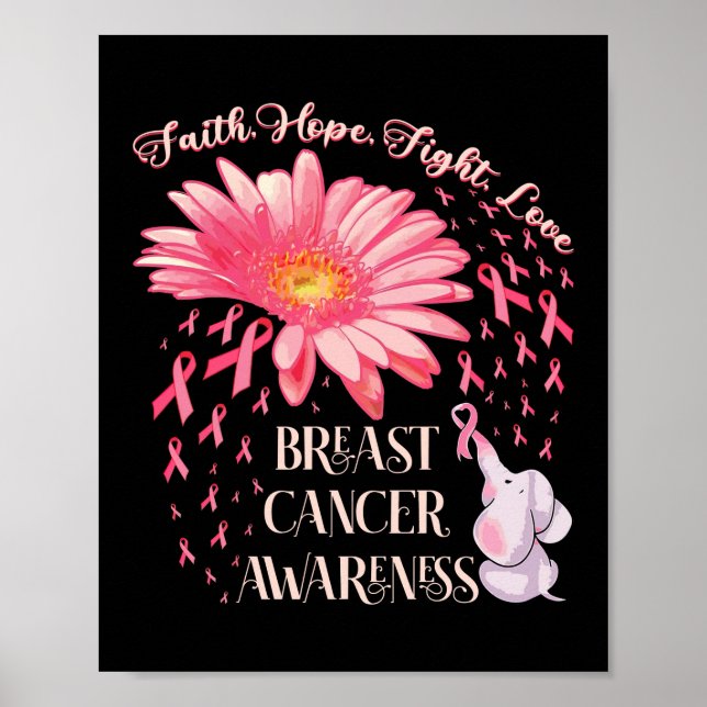 Póster Faith Hope lucha contra el cáncer de mama de elefa (Frente)