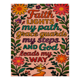 Póster Faith Lights My Path Christian Art - Inspirational