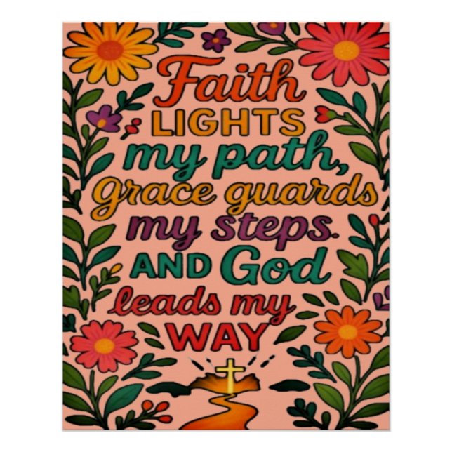Póster Faith Lights My Path Christian Art - Inspirational (Anverso)