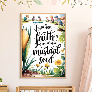 Póster Faith Like a Mustard Seed Christian Nursery Art