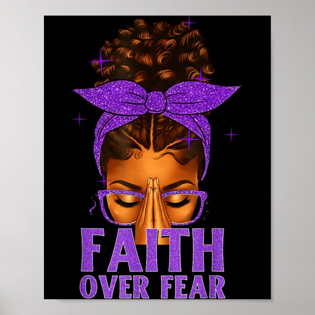 Póster Faith Over Fear Black Women Afro Christian African (Frente)