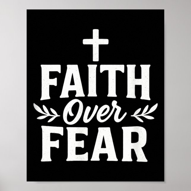 Póster Faith Over Fear Christian Motivational Bible Verse (Frente)