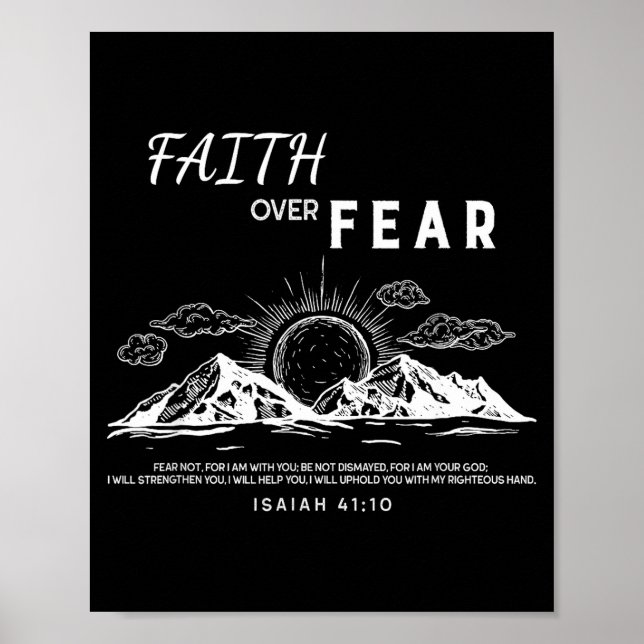 Póster Faith Over Fear - Isaiah 41_10 Bible Verse  (Frente)