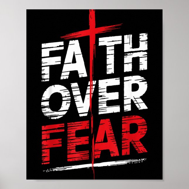 Póster Faith Over Fear With Cross Christian Men  (Frente)