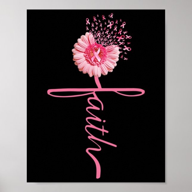 Póster Faith Sunflower Cinta rosa Cinta rosa Cáncer de Ma (Frente)