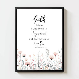 Póster Faith Watercolor Wildflowers Bible Verse Print