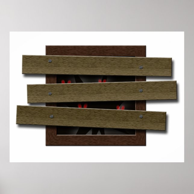 Póster Fake Boarded Up Window Halloween Haunted House (Frente)