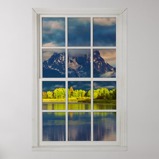 Póster Fake Faux Window Illusion - Sunny Mountain View (Frente)