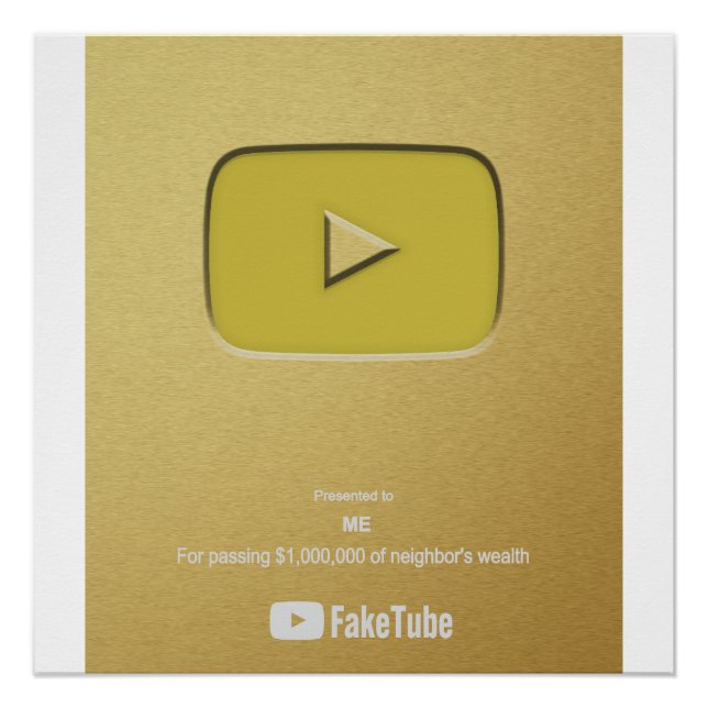 Póster FakeTube botón de reproducción dorada (Anverso)