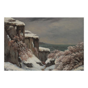 Póster Falaises au Bord de la Mer sous la Neige - Courbet