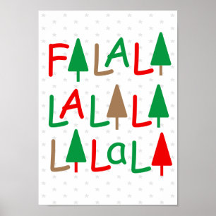 Póster FaLaLa. Árboles de Navidad Copos de nieve rojos ve