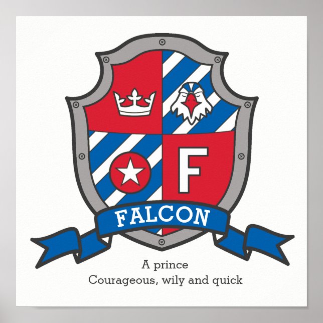 Póster Falcon boys F name significa heraldry shield poste (Frente)