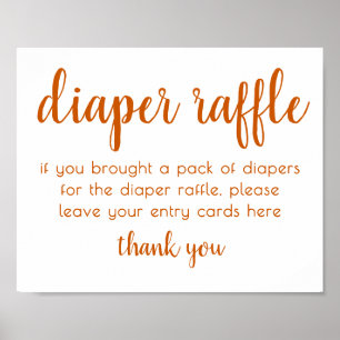 Póster Fall Baby Shower   Naranja quemado Rótulo Diaper R