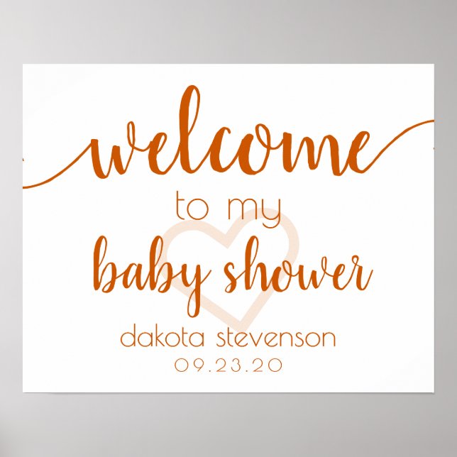 Póster Fall Baby Shower | Signo de bienvenida al corazón  (Frente)
