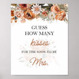 Póster Fall Boho adivina cuántos besos de juego de ducha 