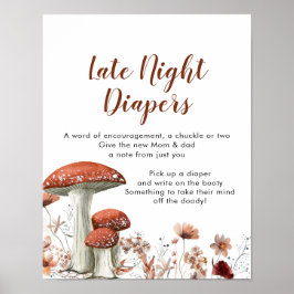 Póster Fall Boho Mushroom Floral Late Night Diaper Poster