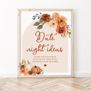 Póster Fall Boho Naranja Quemado Calabaza Fecha Ideas de 