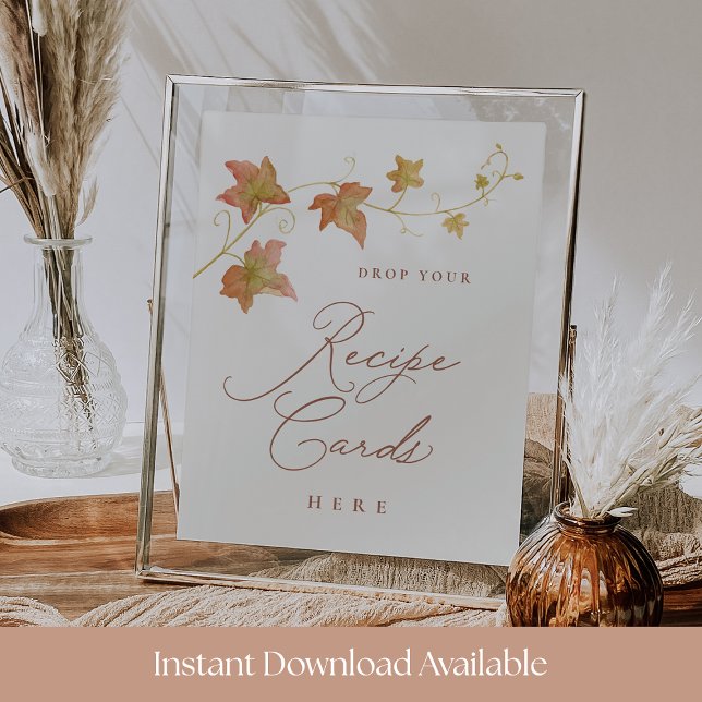 Póster Fall Bridal Shower Recipe Card Drop Printable Sign (Subido por el creador)