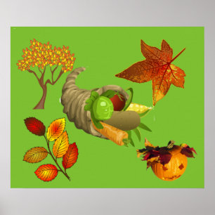 Póster Fall Colours Maple Thanksgiving Cornucopia