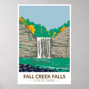 Póster Fall Creek Falls Parque Estatal Tennessee Vintage