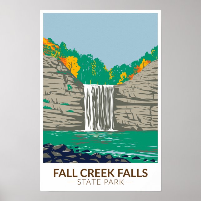 Póster Fall Creek Falls Parque Estatal Tennessee Vintage (Frente)