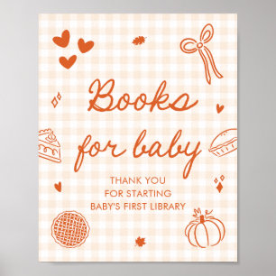 Póster Fall Cutie Pie Baby Shower Books para el juego del