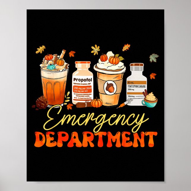 Póster Fall Er Nurse Emergency Room Nurse School Pumpkin  (Frente)