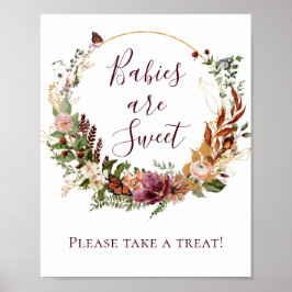 Póster Fall Floral Babies Sweet Baby Shower