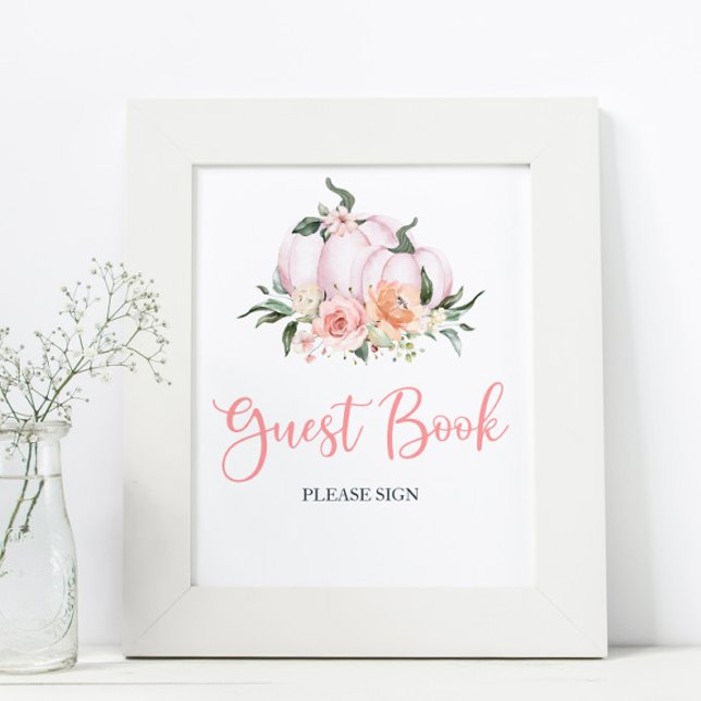 Póster Fall Floral Little Pumpkin Shower Guest Book (Subido por el creador)