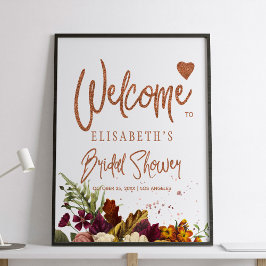 Póster Fall floral rusty bridal shower welcome sign