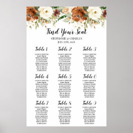 Póster Fall floral Wedding Seating Chart