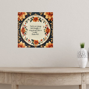 Póster Fall Flower Frame Bible Verdes