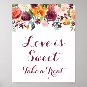 Póster Fall Flower Love es Sweet Rótulo Poster, Naranja P