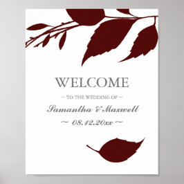 Póster Fall Foliage Burgundy Sale Bienvenida Boda