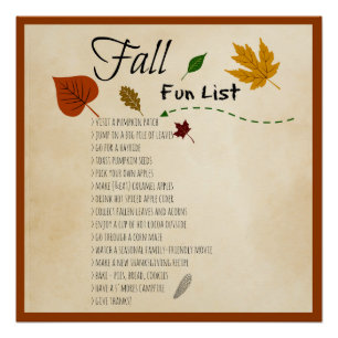Póster Fall Fun List Actividades estacionales de cosecha 