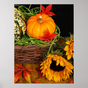 Póster Fall Harvest Sunflowers