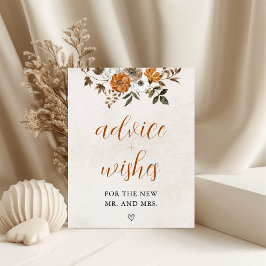 Póster Fall in Love | Advice & Wishes Bridal Shower Sign