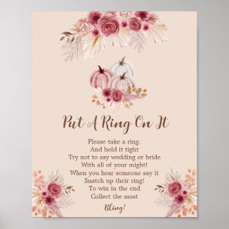 Póster Fall In Love Boho Pumpkin Put A Ring On It Game