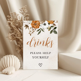Póster Fall in Love | Bridal Shower Drinks Bar Sign