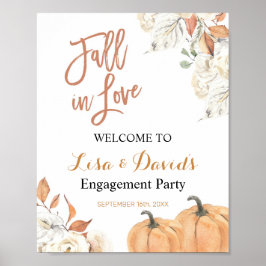 Póster Fall in Love Engagement Party Welcome Sign