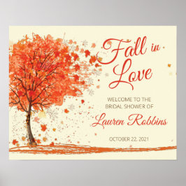 Póster Fall in Love Fall Bridal Shower Welcome Sign