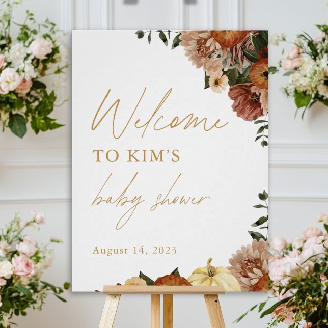 Póster Fall In Love Fall Floral Baby Shower Welcome Sign (Subido por el creador)
