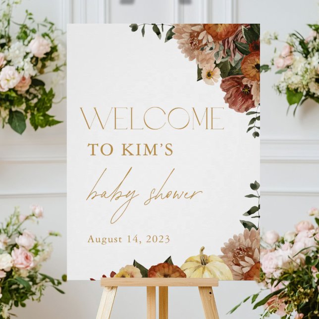 Póster Fall In Love Fall Floral Baby Shower Welcome Sign (Subido por el creador)