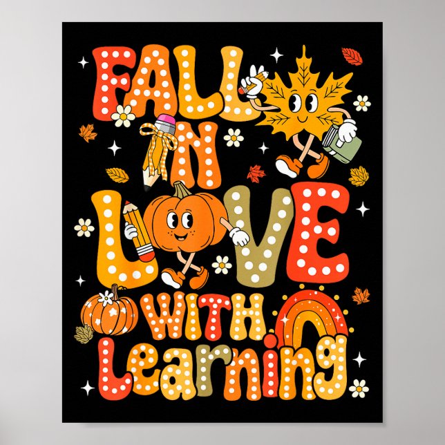 Póster Fall In Love With Learning Autumn Thanksgiving Pum (Frente)