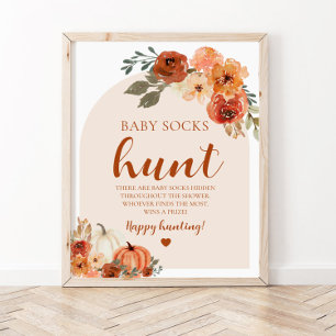 Póster Fall LittlePumpkin Baby Sock Hunt Baby Shower Game