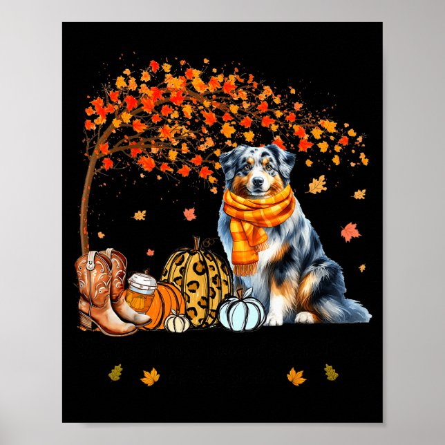 Póster Fall Maple Tree Print Dog Lover Happy Thanksgiving (Frente)