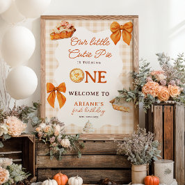 Póster Fall Orange Bow Cutie Pie 1st birthday Welcome