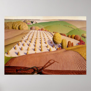 Póster Fall Plowing, 1931 by Grant Wood