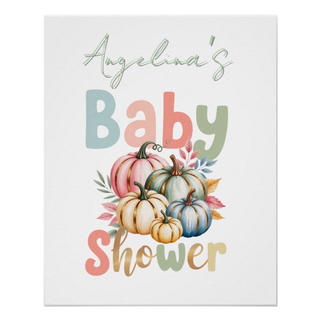 Póster Fall Pumpkin Baby Shower (Anverso)