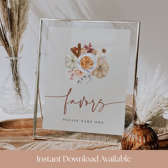 Póster Fall Pumpkin Spice Baby Shower Favors Sign (Subido por el creador)